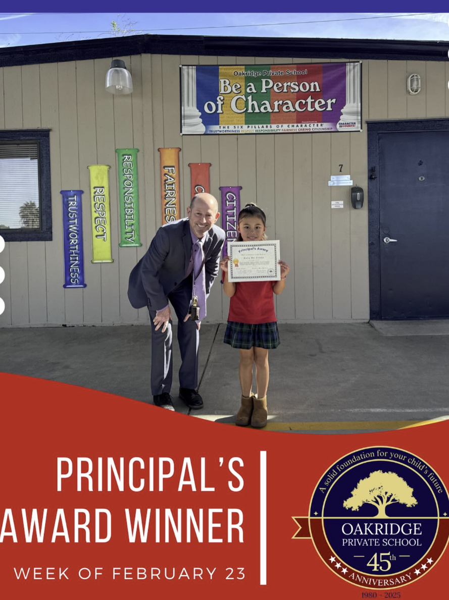Principal's Award Winner at Oakridge
